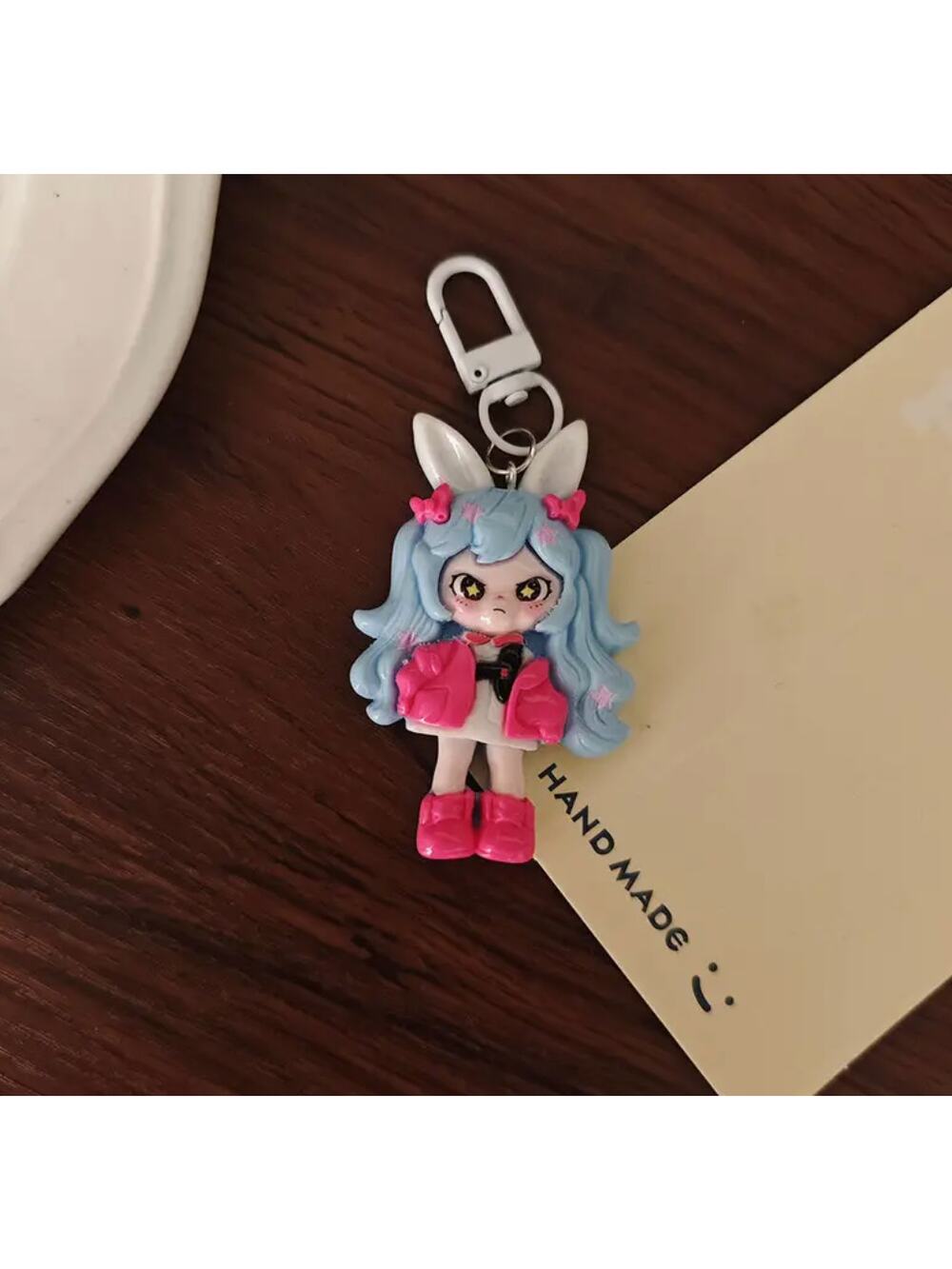 Cute Doll Phone Charm Keychain - Blue